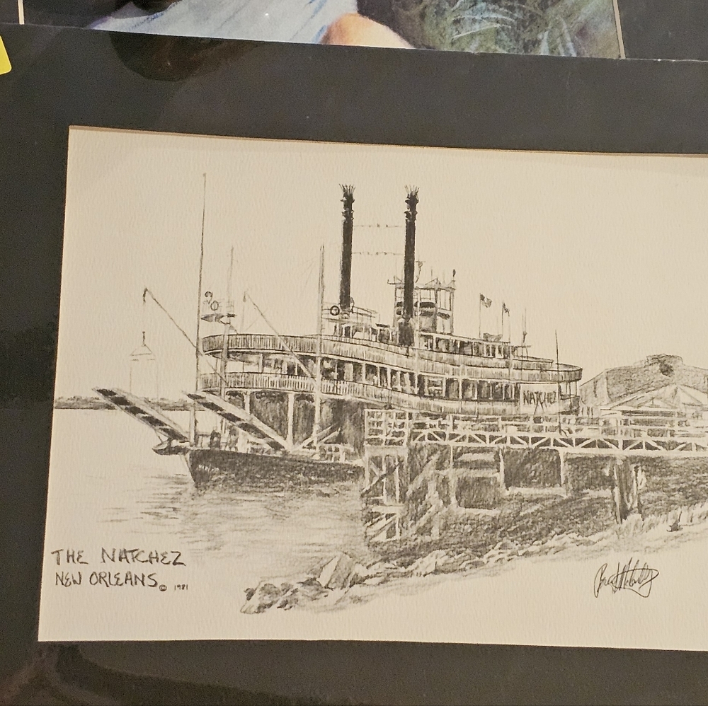 Vintage Steamboat Art Print in Black Frame